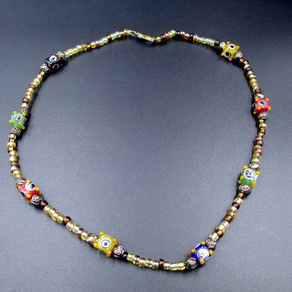 Vintage 17 Inch Odd Beaded Necklace - Picture 2 of 6